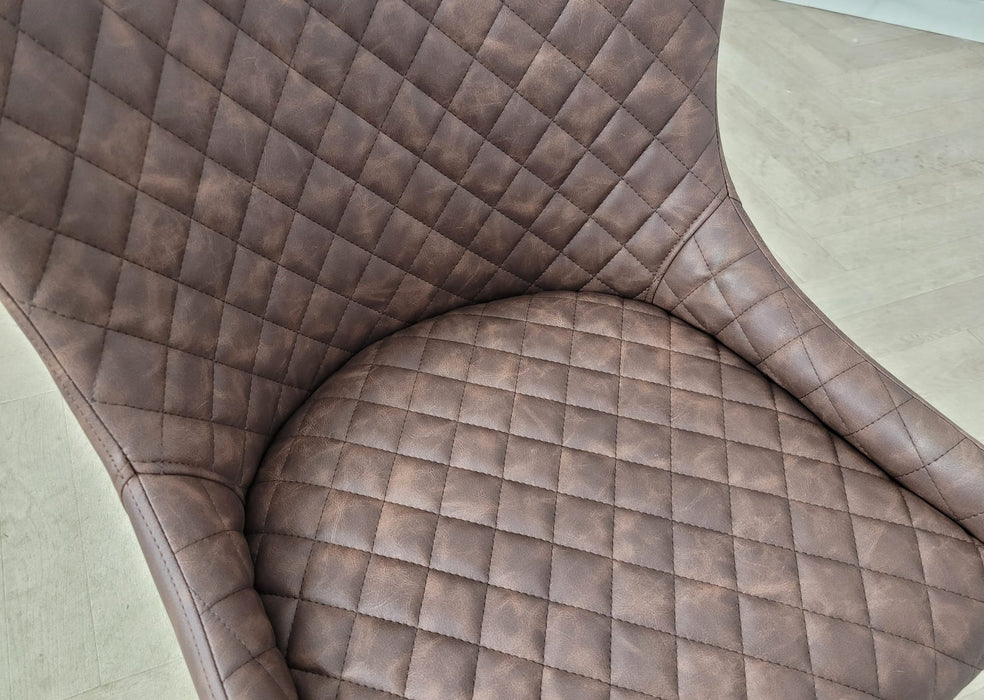 Shoreditch Brown PU Leather Industrial style Dining Chair, Black Metal Leg