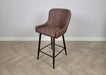 Shoreditch Brown PU Leather Industrial style Kitchen Breakfast Bar Stool, Black Metal Leg