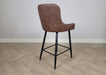 Shoreditch Brown PU Leather Industrial style Kitchen Breakfast Bar Stool, Black Metal Leg