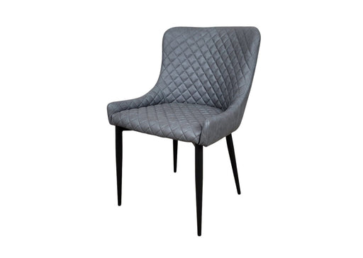Shoreditch Grey PU Leather Industrial style Dining Chair, Black Metal Leg