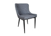 Shoreditch Grey PU Leather Industrial style Dining Chair, Black Metal Leg