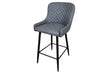 Shoreditch Grey PU Leather Industrial style Kitchen Breakfast Bar Stool, Black Metal Leg