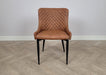 Shoreditch Tan PU Leather Industrial style Dining Chair, Black Metal Leg
