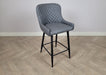 Shoreditch Grey PU Leather Industrial style Kitchen Breakfast Bar Stool, Black Metal Leg