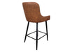 Shoreditch Tan Brown PU Leather Industrial Kitchen Breakfast Bar Stool, Black Metal Leg