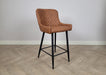 Shoreditch Tan Brown PU Leather Industrial Kitchen Breakfast Bar Stool, Black Metal Leg