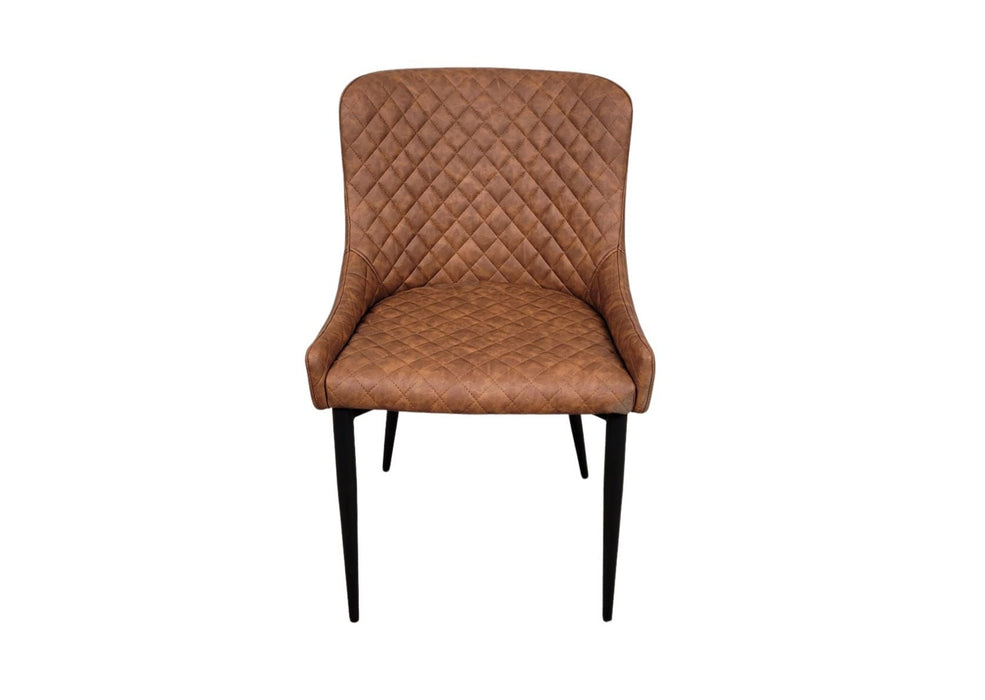 Shoreditch Tan PU Leather Industrial style Dining Chair, Black Metal Leg