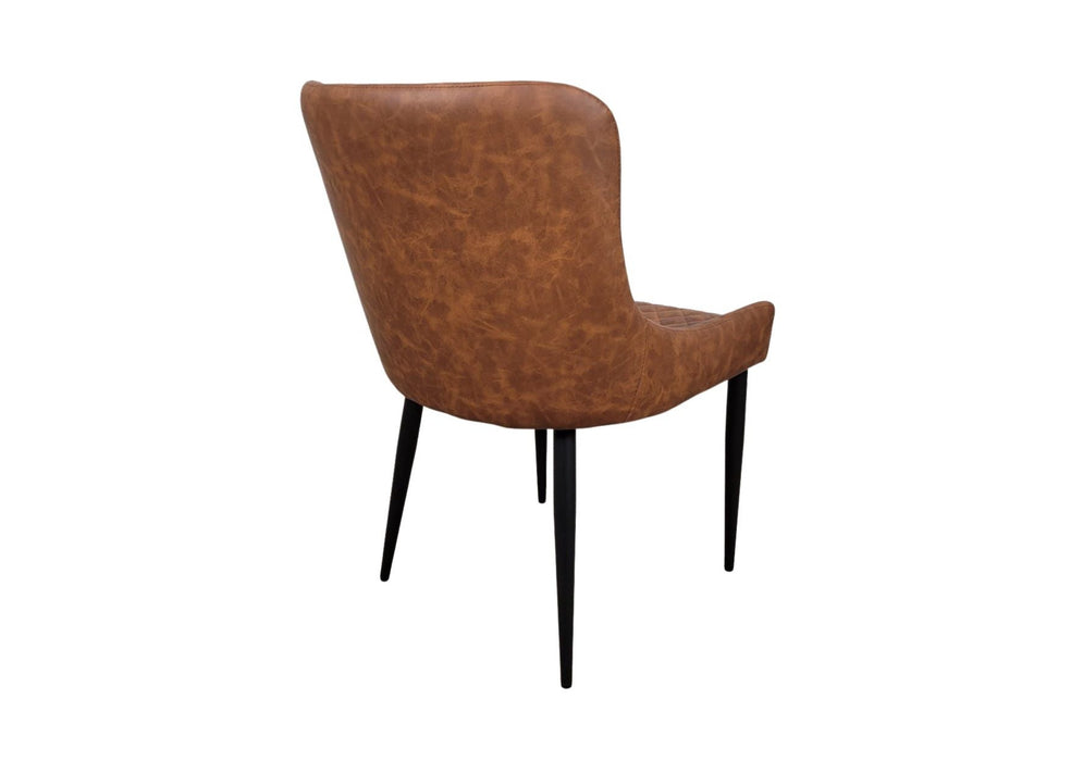 Shoreditch Tan PU Leather Industrial style Dining Chair, Black Metal Leg