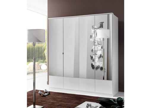 SlumberHaus 'Imago' German Made Modern Alpine White & Mirror 4 Door 180cm Wardrobe