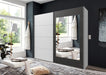 SlumberHaus 'Minden' Large Bedroom 225cm White & Graphite Mirror 2 Door Sliding Wardrobe