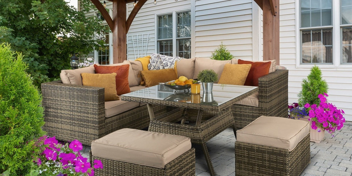 Corner dining garden furniture hot sale