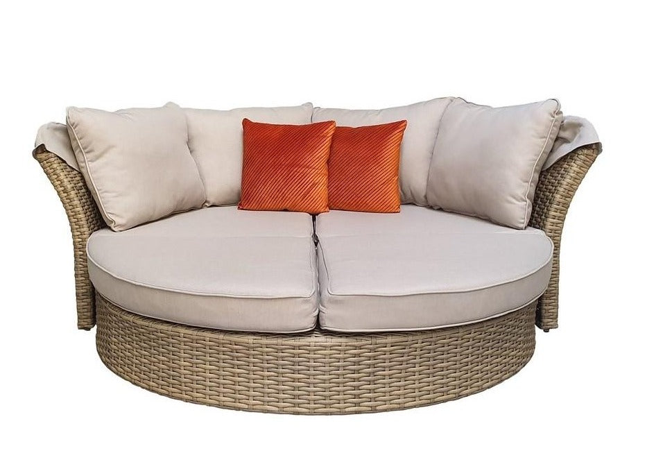 'Sorrento' Rattan Modular Daybed Sofa Lounger with Shade Canopy, Natural or grey