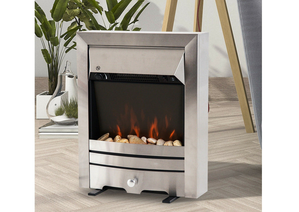 Modern 2KW Electric Stainless Steel Brushed Fire with LED Flame Effect