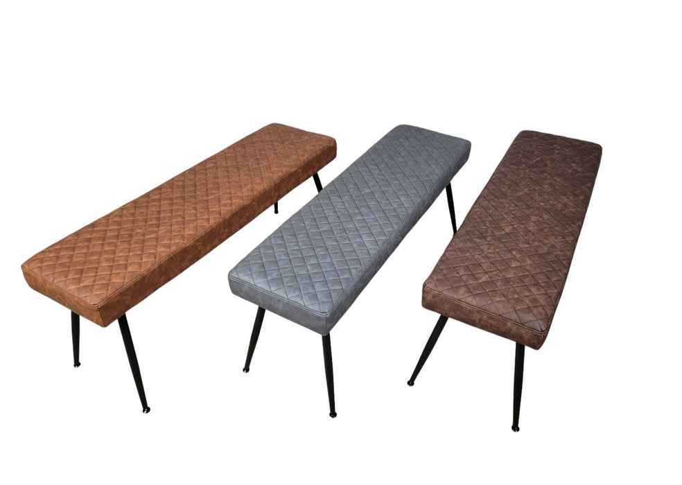Modern Tan Brown PU Leather Industrial style Kitchen Dining Bench