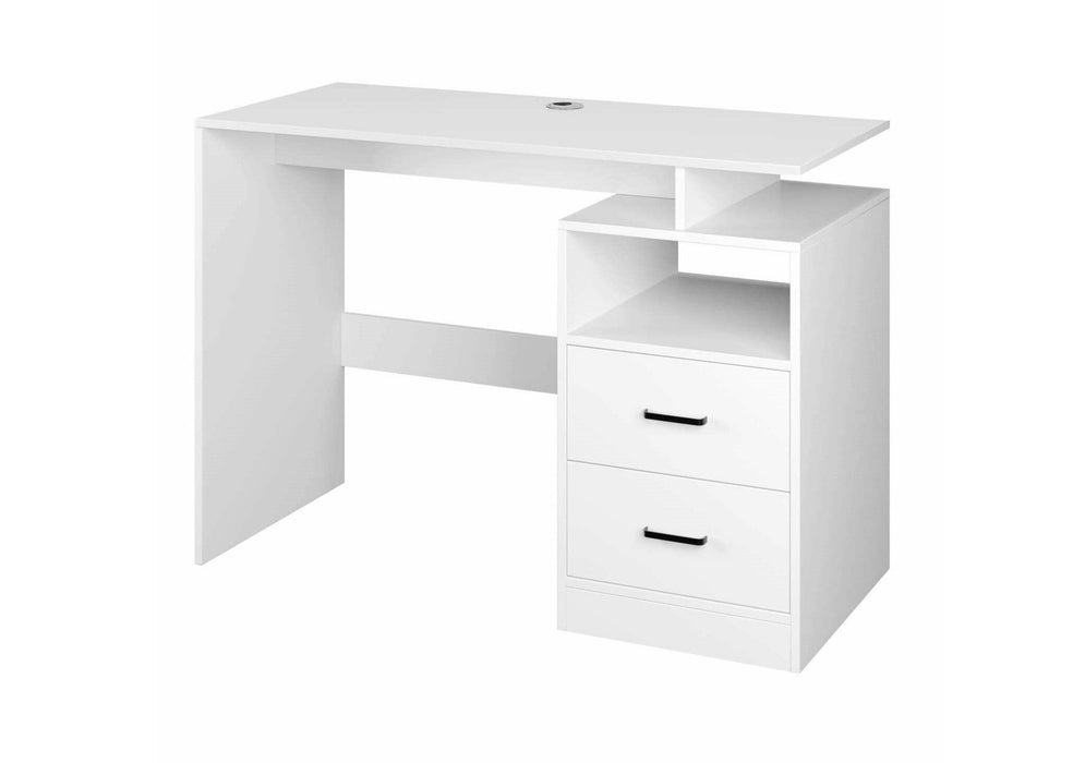 Compact White Home Office Computer Laptop Workstation Study Desk With Drawers