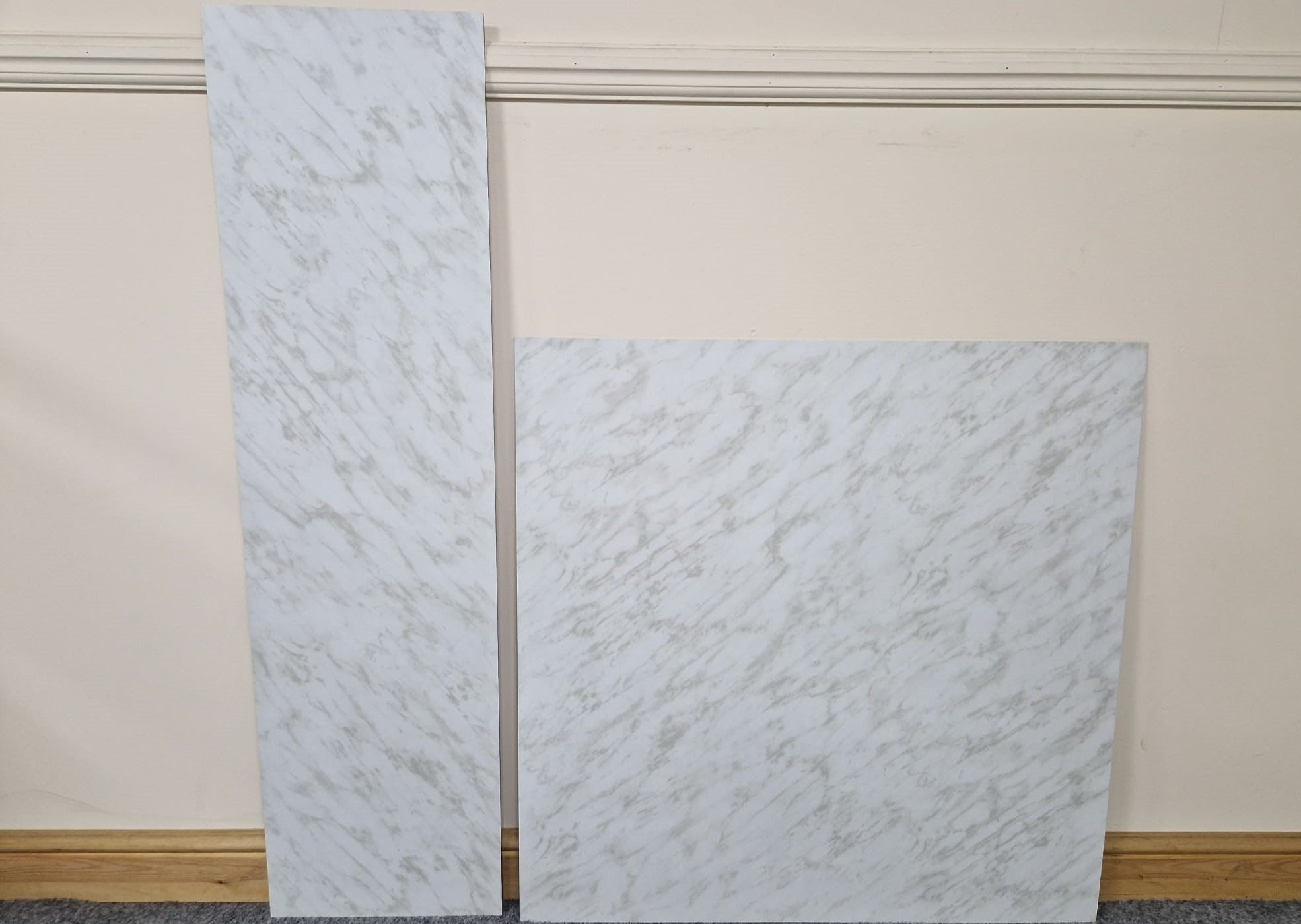 Marble Effect HPL Laminate Fireplace Back Panel & Hearth Sets