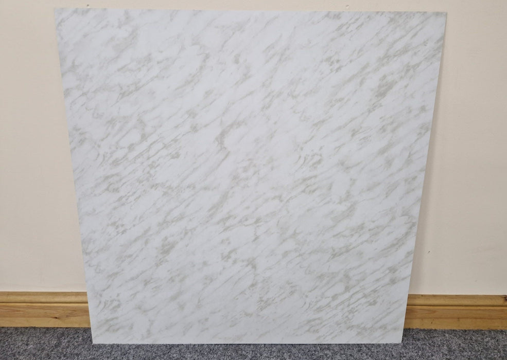 White Marble Effect HPL Laminate Fireplace Back Panel & Hearth Set