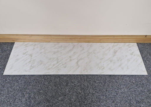 White Marble Effect HPL Laminate Fireplace Back Panel & Hearth Set