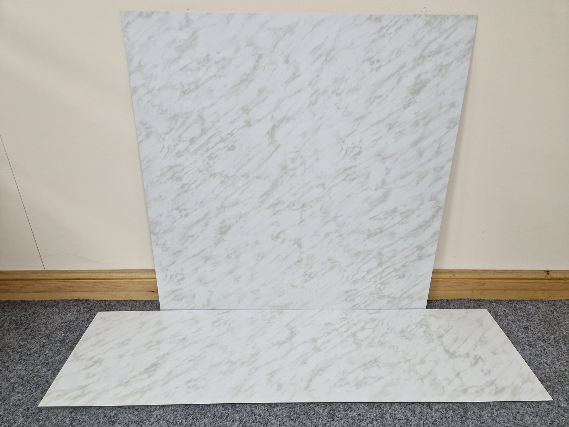Marble Effect HPL Laminate Fireplace Back Panel & Hearth Sets