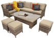 EDWI0318 'Borneo' Brown Natural Luxury Rattan Corner Sofa Set with Ice Bucket Rising Table