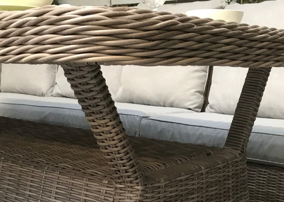 'Alex' Large 10 Seater Rectangular Grey Rattan Corner Sofa Dining Table Chair Set
