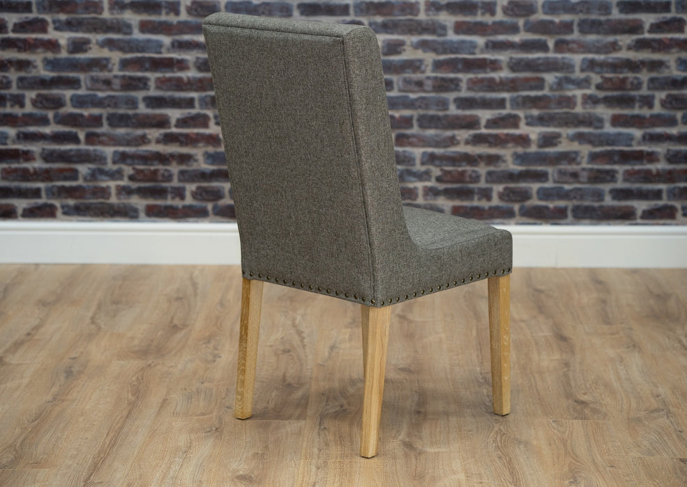 Studded and Buttoned Luxury Dining Chair - Dark Grey