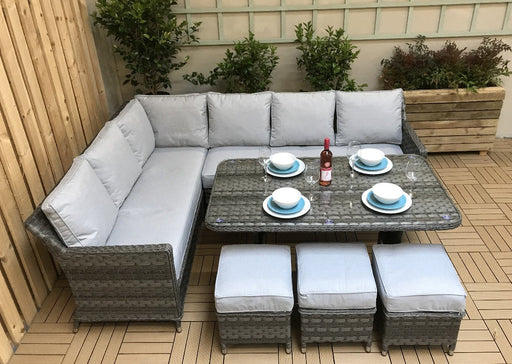 Signature Weave Edwina EDWI0108 Grey Rattan Corner Sofa Dining Set