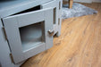 solid oak grey painted 2 glass door tv unit living room cabinet storage furniture