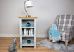 solid oak grey painted small shelving bookcase office hallway living room storage furniture