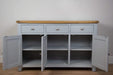 solid oak grey painted 3 door sideboard unit draw living room cabinet storage furniture
