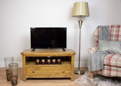 solid oak corner tv unit draw living room cabinet unit storage furniture