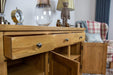 solid oak 3 door draws dining living room sideboard cabinet unit storage furniture