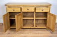 solid oak 3 door draws dining living room sideboard cabinet unit storage furniture