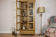 solid oak glass 2 door dining living room display cabinet unit storage furniture