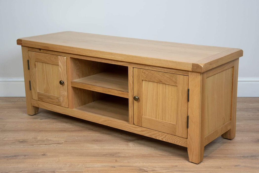 solid oak living room wide tv unit sideboard furniture storage  