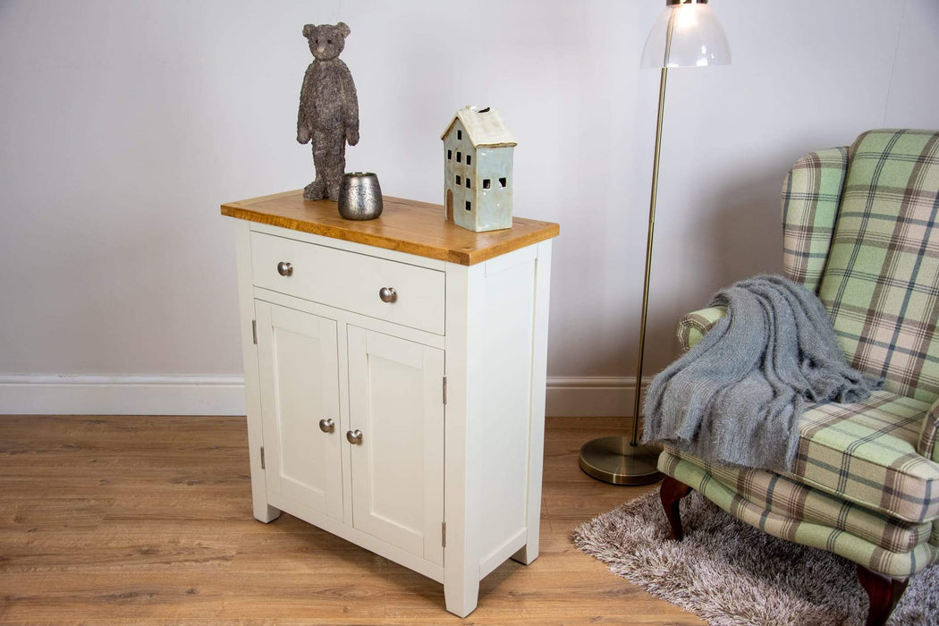 solid oak ivory cream painted living room hallway furniture cabinet sideboard storage unit 