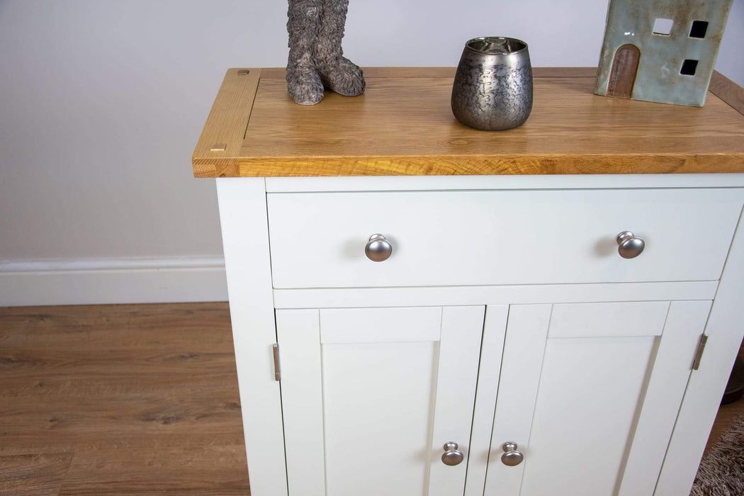 Oakwood Living Ivory Painted Solid Oak Hall Cabinet Small Sideboard