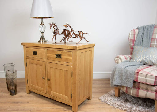 solid oak hall way dining living room small sideboard unit storage cupboard furniture