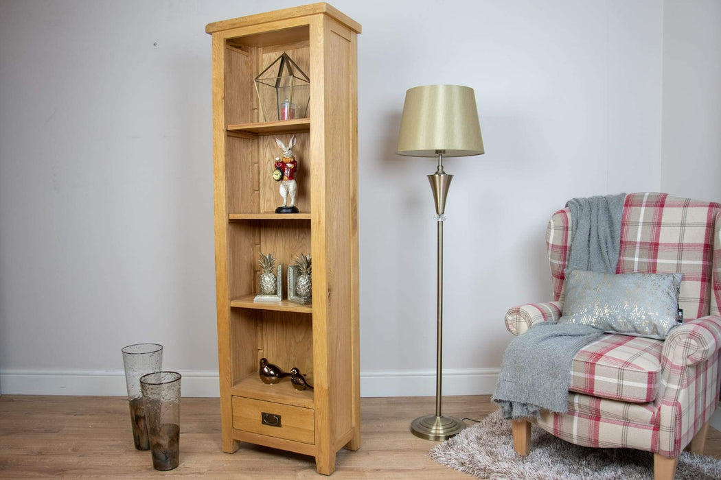 solid oak hall way dining office living room small bookcase shelving unit storage furniture