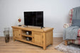 solid oak living room wide tv unit sideboard furniture storage  