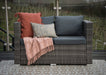 2 seater sofa grey rattan set with drinks table 