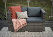 furniture for the home 2 seater sofa grey rattan set with drinks table 