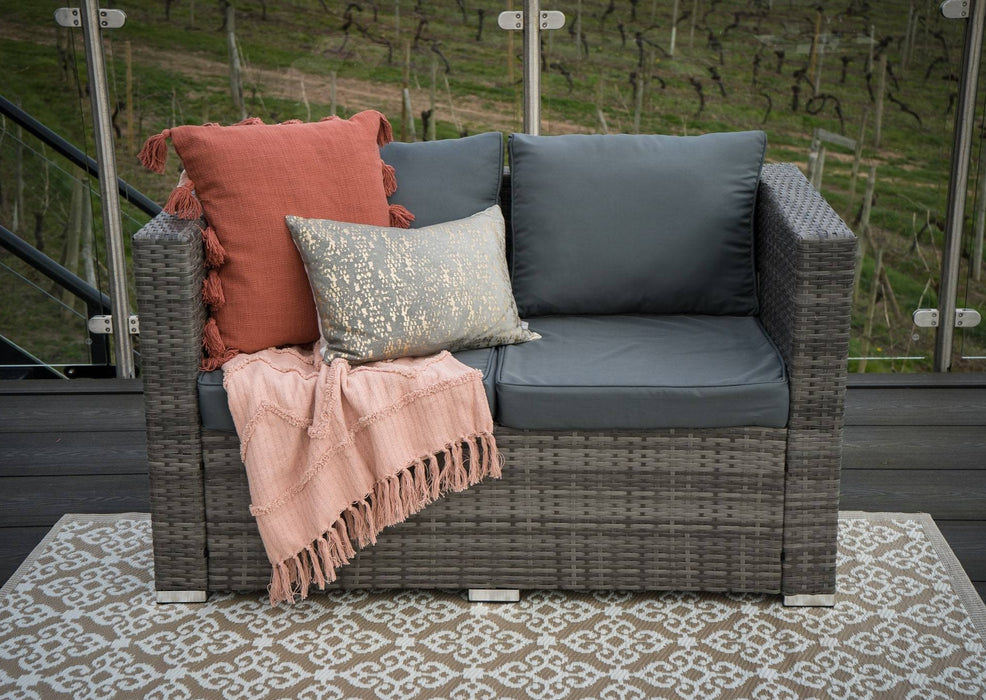 furniture for the home 2 seater sofa grey rattan set with drinks table 