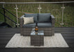 2 seater sofa grey rattan set with drinks table 