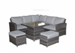 Grace GRAC0313 'Algarve' Square Dark Grey Rattan Corner Sofa Set With Adjustable Rising Table