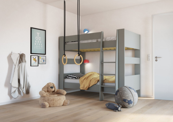 Grey Children's Bunk Beds - Single 3ft