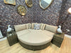 'Jessica' Brown Natural Rattan Large Corner Sofa / Day Bed Footstool Garden Furniture Set