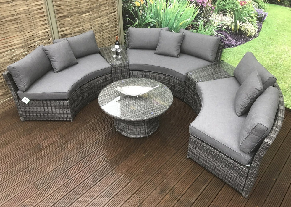 Corner Sofa Half Circle Rattan Furniture Outsunny 6-Seater Outdoor