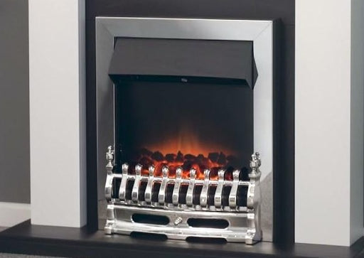 Remote Chrome Blenheim 2KW Inset Electric Fire Heater,  Coal LED Flame Effect, Complete Electric FIreplace, Silver Electric Fire, Inset Electric Heater