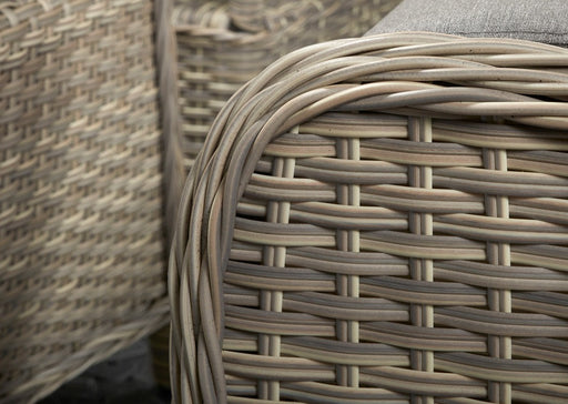 'Maldives' Rattan Reclining Armchair Set With Side Table Creamy Grey Mixed Weave Outdoor Furniture